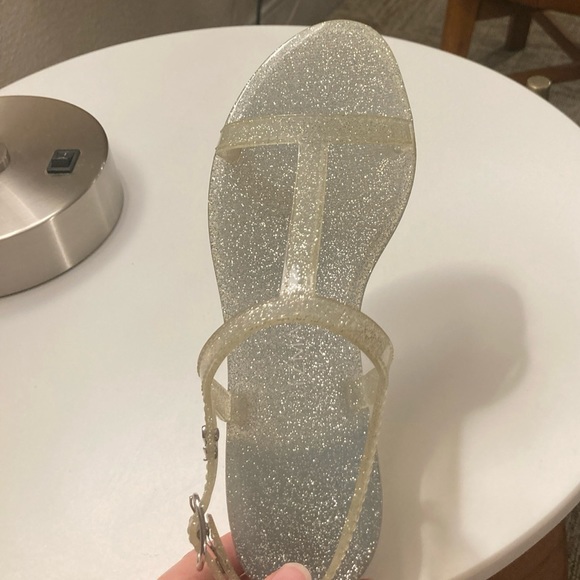 Stuart Weitzman | Clear, Silver Metallic | Mellie Jelly Flat Sandals | Size 7 - Picture 6 of 6